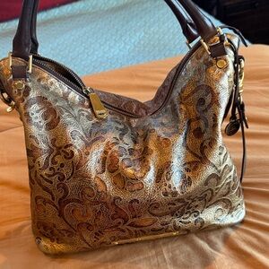 Brahmin Metallic Gold and Brown Hobo Bag